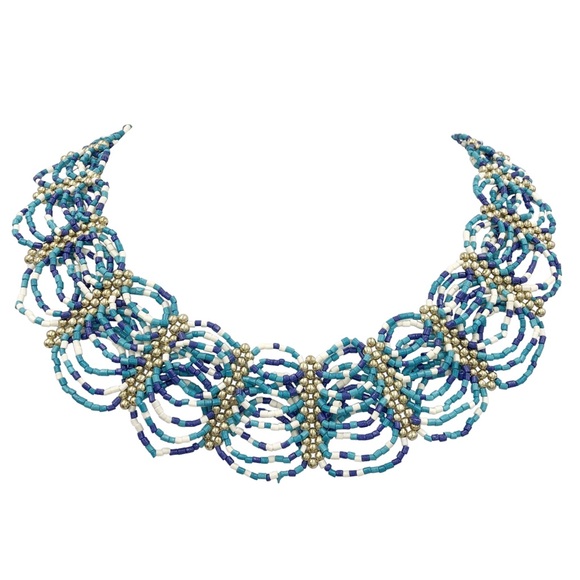 Fashion Jewelry Jewelry - Seed Beads Scalloped Art Bib Multicolor Necklace